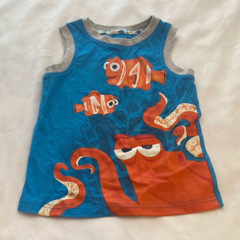 Disney Blue and Orange Tank Top with Sea Creatures